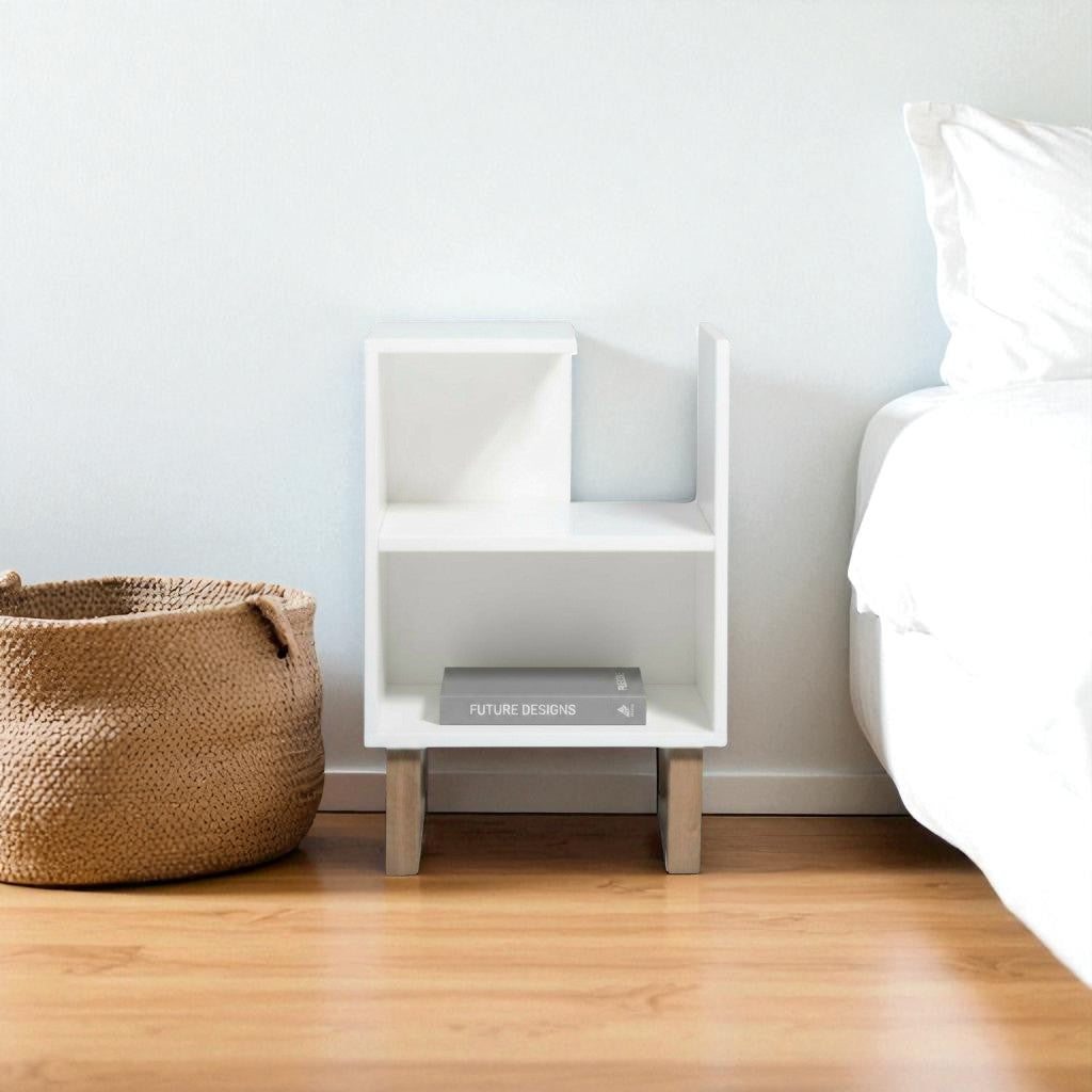 Diane Side Table | White & Oak Scandinavian Bedside or Coffee Table