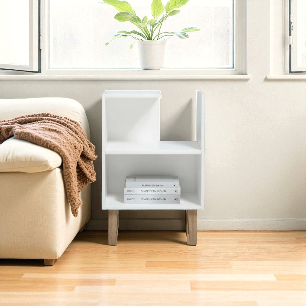 Diane Side Table | White & Oak Scandinavian Bedside or Coffee Table