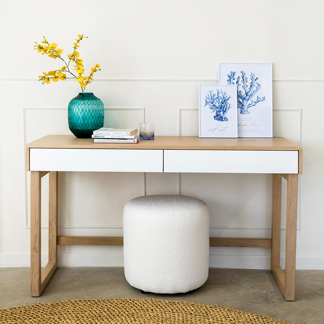 Oak Desk with White Drawers