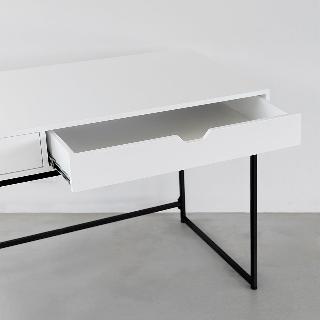 White on Steel Desk with Drawers for Storage