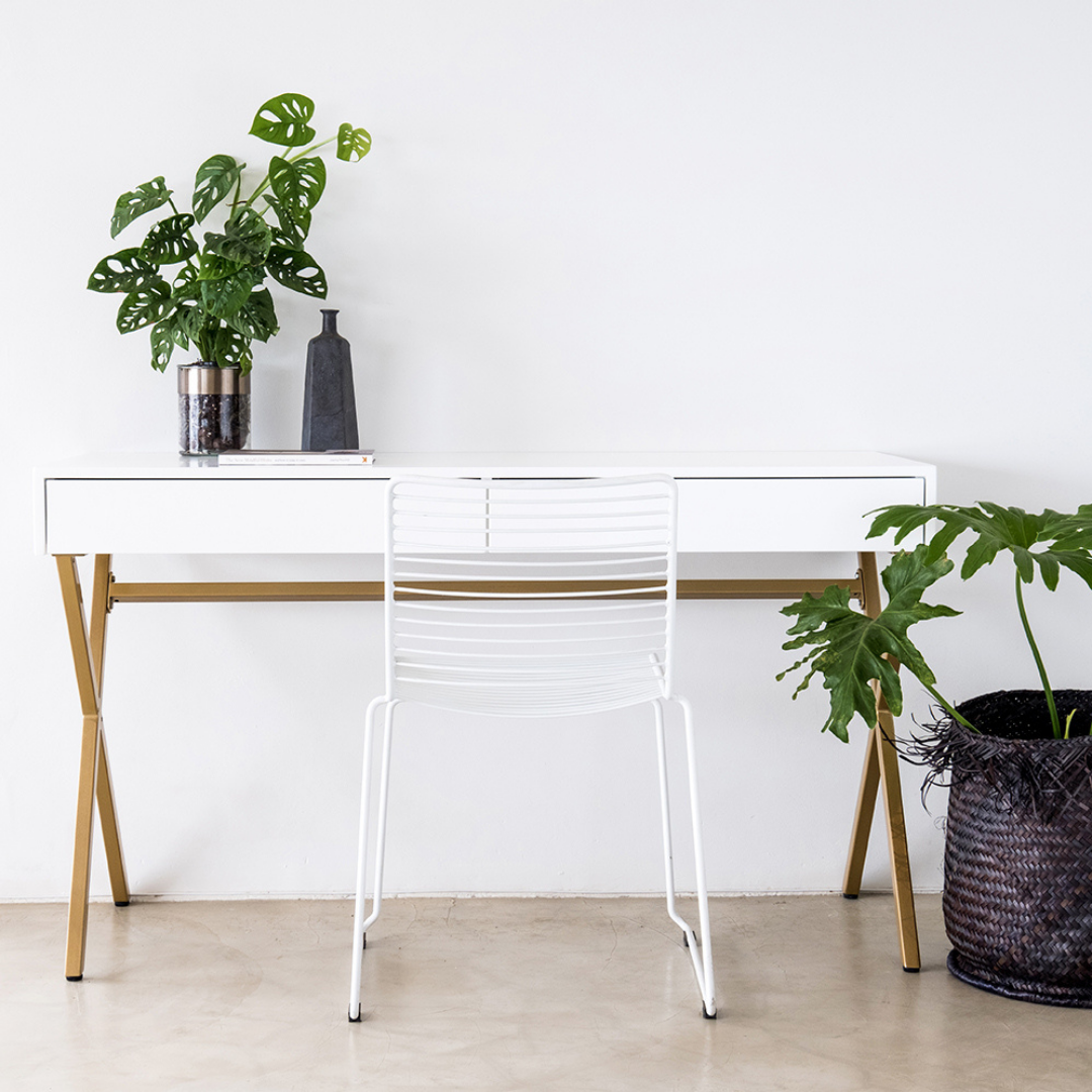 White Desk on Gold Legs