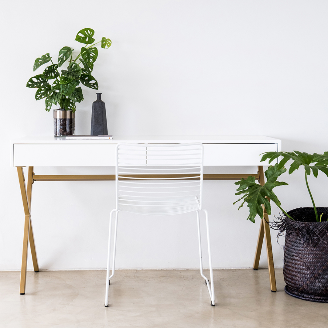 White Desk on Gold Legs 