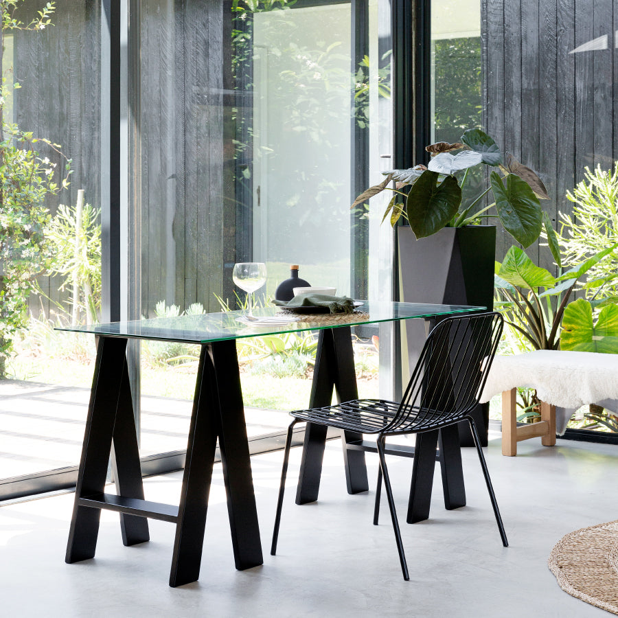 Michelle. Glass Trestle Table. - Trestle South Africa