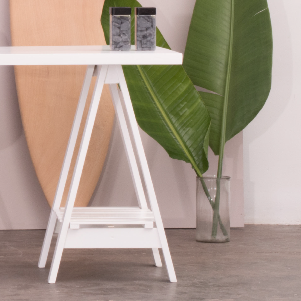 trestle table with shelf for storage