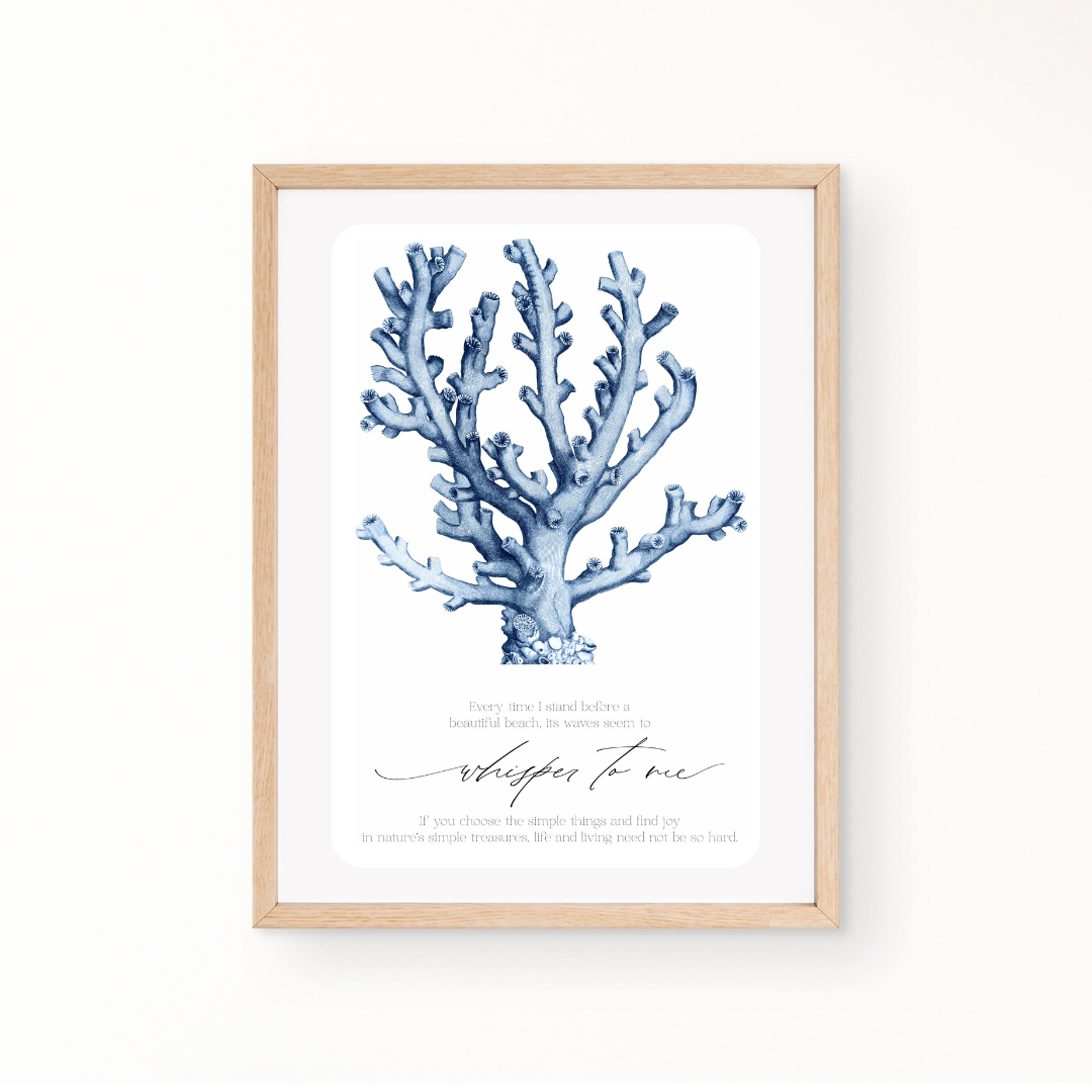 Blue Coral Art Print Whisper