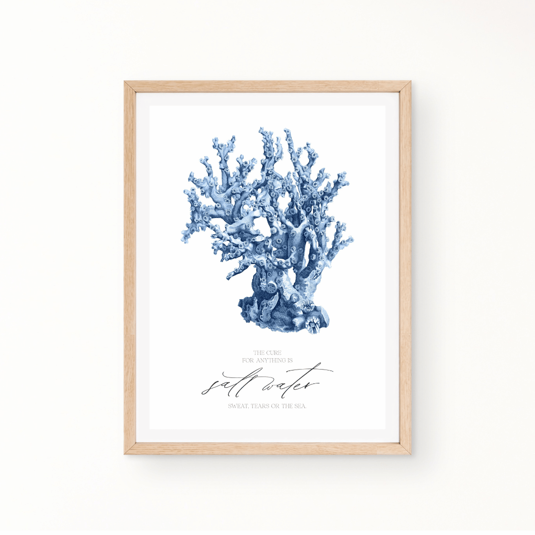 Coral Cobalt Blue Art Print